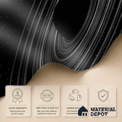 Dark Spiral Planet with Rings Wallpaper Floating in a Mysterious Cosmos | WP 05246 Canvas | 250 GSM WP01CNF Paper | (MOQ = 30 Sq. Ft.)