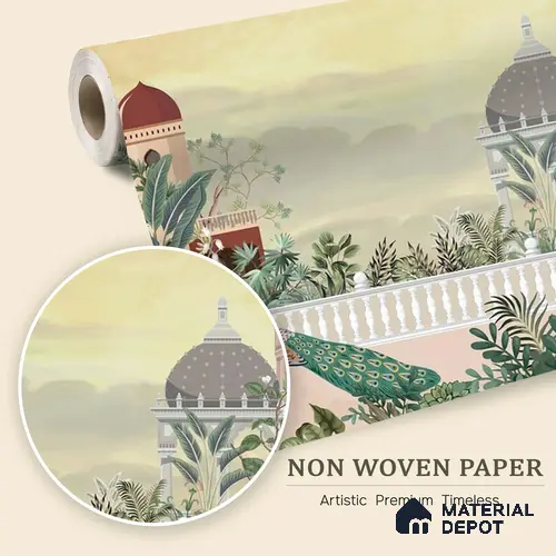 Majestic Mughal Garden Landscape Wallpaper with Regal Arches and Heritage Art | WP 05249 B Non Woven | 150 GSM WP01MTF Paper | (MOQ = 30 Sq. Ft.)