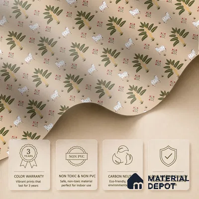 Ethnic Pichwai Cow Wallpaper Amidst Lush Banana Trees and Sacred Harmony | WP 05252 B Non Woven | 150 GSM WP01MTF Paper | (MOQ = 30 Sq. Ft.)