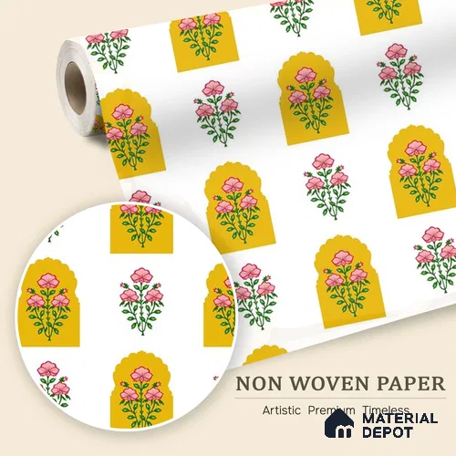 Seamless Mughal Jharoka Bloom Pattern Wallpaper with Intricate Floral Motifs | WP 05256 B Non Woven | 150 GSM WP01MTF Paper | (MOQ = 30 Sq. Ft.)