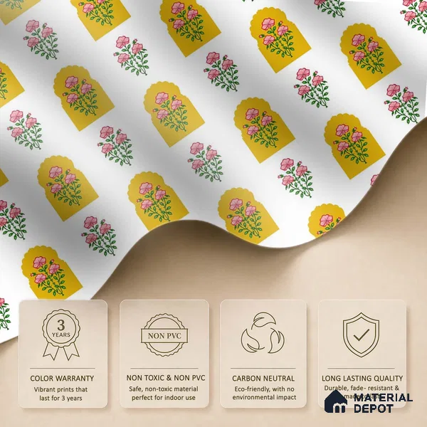 Seamless Mughal Jharoka Bloom Pattern Wallpaper with Intricate Floral Motifs | WP 05256 Canvas | 250 GSM WP01CNF Paper | (MOQ = 30 Sq. Ft.)