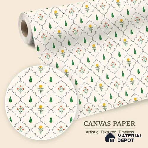 Heritage Mughal Jharoka Floral Design Wallpaper Inspired by Classical Architecture | WP 05257 Canvas | 250 GSM WP01CNF Paper | (MOQ = 30 Sq. Ft.)