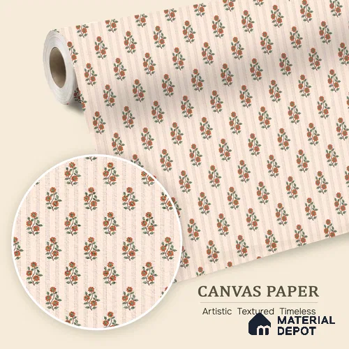 Japanese Orange Bouquet Motif Wallpaper Reflecting Traditional Art and Culture | WP 05265 Canvas | 250 GSM WP01CNF Paper | (MOQ = 30 Sq. Ft.)