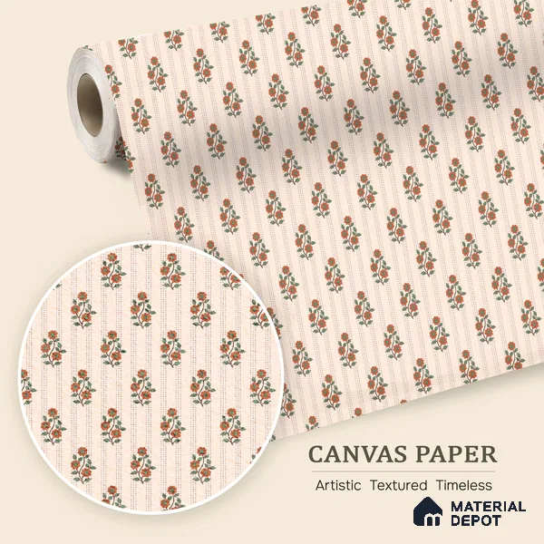 Japanese Orange Bouquet Motif Wallpaper Reflecting Traditional Art and Culture | WP 05265 Canvas | 250 GSM WP01CNF Paper | (MOQ = 30 Sq. Ft.)