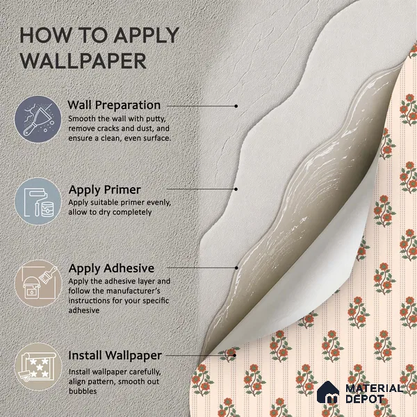 Japanese Orange Bouquet Motif Wallpaper Reflecting Traditional Art and Culture | WP 05265 B Non Woven | 150 GSM WP01MTF Paper | (MOQ = 30 Sq. Ft.)