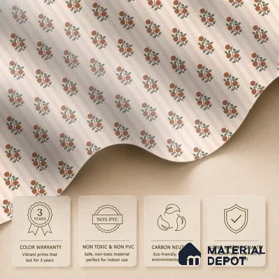 Japanese Orange Bouquet Motif Wallpaper Reflecting Traditional Art and Culture | WP 05265 B Non Woven | 150 GSM WP01MTF Paper | (MOQ = 30 Sq. Ft.)