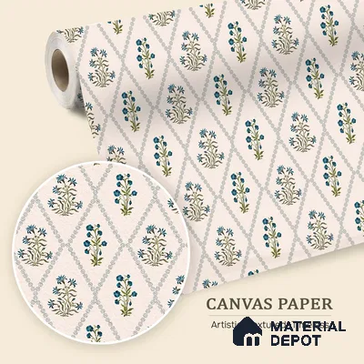 Radiant Hand-Drawn Geometric Flowers Wallpaper Intertwined with Flourishing Florals | WP 05267 Canvas | 250 GSM WP01CNF Paper | (MOQ = 30 Sq. Ft.)