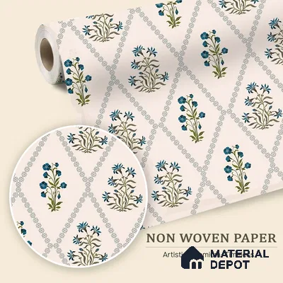Radiant Hand-Drawn Geometric Flowers Wallpaper Intertwined with Flourishing Florals | WP 05267 B Non Woven | 150 GSM WP01MTF Paper | (MOQ = 30 Sq. Ft.)