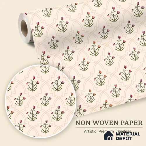 Prismatic Hand-Drawn Geometric Petals Wallpaper Crafted for Modern Textile Patterns | WP 05268 B Non Woven | 150 GSM WP01MTF Paper | (MOQ = 30 Sq. Ft.)