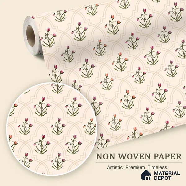 Prismatic Hand-Drawn Geometric Petals Wallpaper Crafted for Modern Textile Patterns | WP 05268 B Non Woven | 150 GSM WP01MTF Paper | (MOQ = 30 Sq. Ft.)