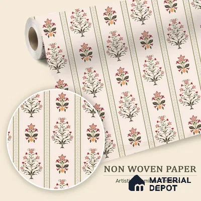 African Boho Paisley Motifs Wallpaper Blended with Hand-Drawn Floral Geometry | WP 05269 B Non Woven | 150 GSM WP01MTF Paper | (MOQ = 30 Sq. Ft.)
