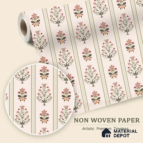 African Boho Paisley Motifs Wallpaper Blended with Hand-Drawn Floral Geometry | WP 05269 B Non Woven | 150 GSM WP01MTF Paper | (MOQ = 30 Sq. Ft.)