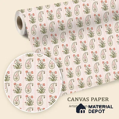 Vector Harmony of Hand-Drawn Geometric Flowers Wallpaper in Seamless Arrangement | WP 05271 Canvas | 250 GSM WP01CNF Paper | (MOQ = 30 Sq. Ft.)