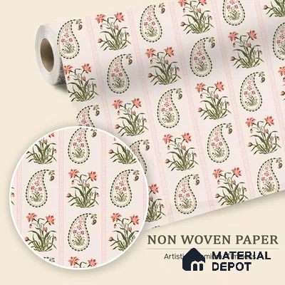 Vector Harmony of Hand-Drawn Geometric Flowers Wallpaper in Seamless Arrangement | WP 05271 B Non Woven | 150 GSM WP01MTF Paper | (MOQ = 30 Sq. Ft.)