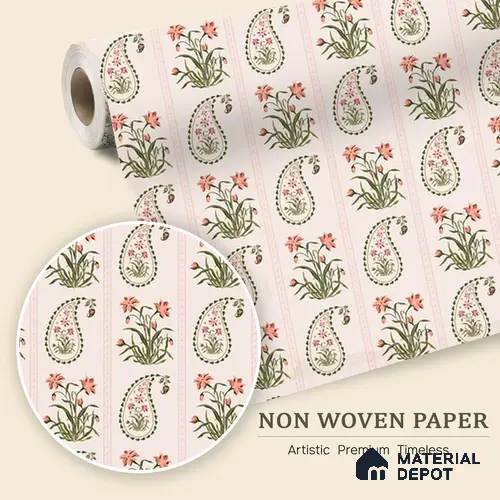 Vector Harmony of Hand-Drawn Geometric Flowers Wallpaper in Seamless Arrangement | WP 05271 B Non Woven | 150 GSM WP01MTF Paper | (MOQ = 30 Sq. Ft.)
