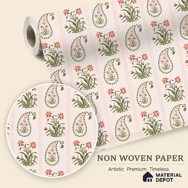 Vector Harmony of Hand-Drawn Geometric Flowers Wallpaper in Seamless Arrangement | WP 05271 B Non Woven | 150 GSM WP01MTF Paper | (MOQ = 30 Sq. Ft.)