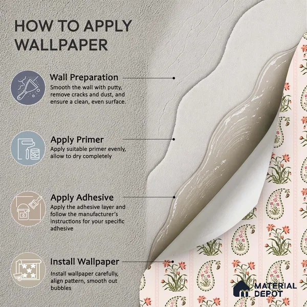 Vector Harmony of Hand-Drawn Geometric Flowers Wallpaper in Seamless Arrangement | WP 05271 B Non Woven | 150 GSM WP01MTF Paper | (MOQ = 30 Sq. Ft.)