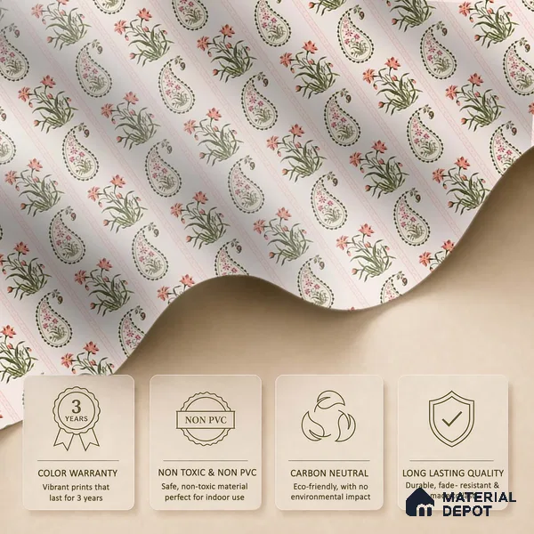 Vector Harmony of Hand-Drawn Geometric Flowers Wallpaper in Seamless Arrangement | WP 05271 B Non Woven | 150 GSM WP01MTF Paper | (MOQ = 30 Sq. Ft.)