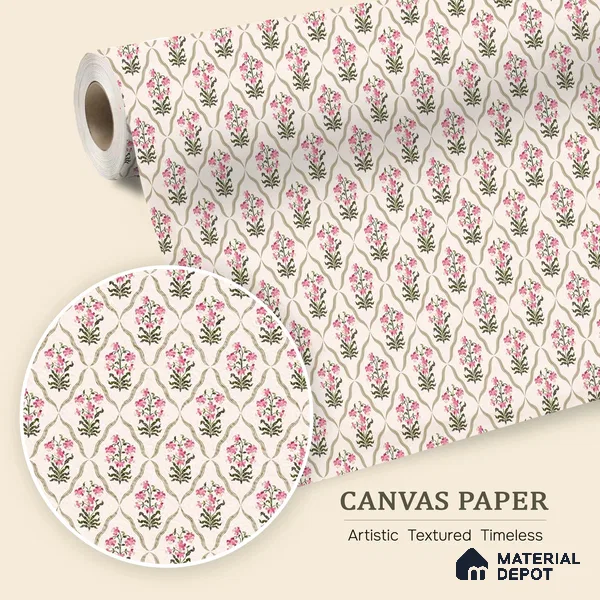 Paisley Blossom Flow Wallpaper with African Bohemian Spirit and Floral Motif | WP 05272 Canvas | 250 GSM WP01CNF Paper | (MOQ = 30 Sq. Ft.)