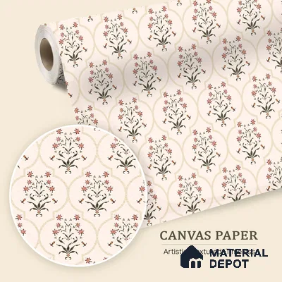 Petal Craft Geometry Wallpaper of Hand-Drawn Colorful Flowers for Fabric Art | WP 05273 Canvas | 250 GSM WP01CNF Paper | (MOQ = 30 Sq. Ft.)