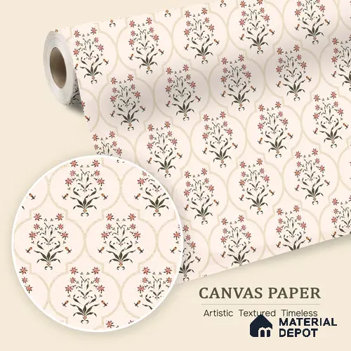 Petal Craft Geometry Wallpaper of Hand-Drawn Colorful Flowers for Fabric Art | WP 05273 Canvas | 250 GSM WP01CNF Paper | (MOQ = 30 Sq. Ft.)