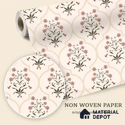Petal Craft Geometry Wallpaper of Hand-Drawn Colorful Flowers for Fabric Art | WP 05273 B Non Woven | 150 GSM WP01MTF Paper | (MOQ = 30 Sq. Ft.)
