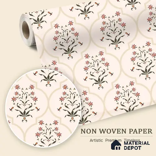 Petal Craft Geometry Wallpaper of Hand-Drawn Colorful Flowers for Fabric Art | WP 05273 B Non Woven | 150 GSM WP01MTF Paper | (MOQ = 30 Sq. Ft.)