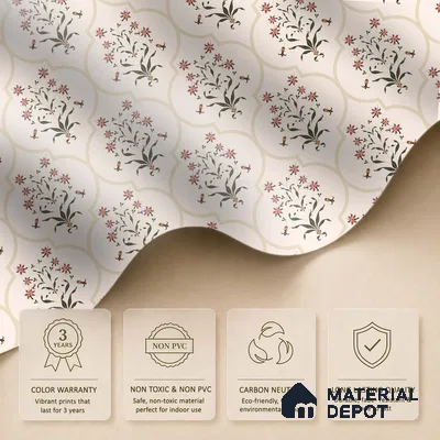 Petal Craft Geometry Wallpaper of Hand-Drawn Colorful Flowers for Fabric Art | WP 05273 B Non Woven | 150 GSM WP01MTF Paper | (MOQ = 30 Sq. Ft.)