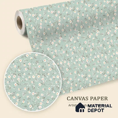 Sweet Bloom Textile Illustration Wallpaper Featuring Playful Cute Floral Motifs | WP 05274 Canvas | 250 GSM WP01CNF Paper | (MOQ = 30 Sq. Ft.)