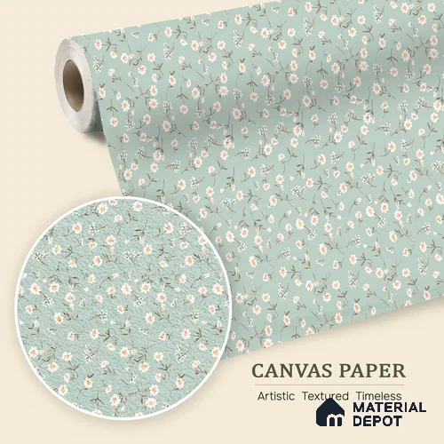 Sweet Bloom Textile Illustration Wallpaper Featuring Playful Cute Floral Motifs | WP 05274 Canvas | 250 GSM WP01CNF Paper | (MOQ = 30 Sq. Ft.)