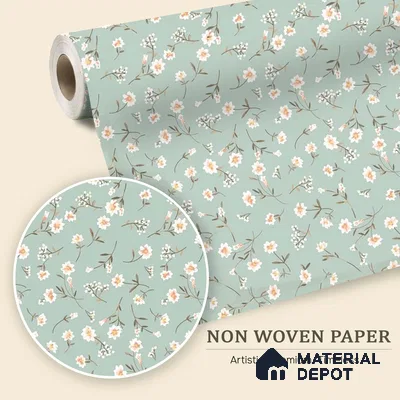 Sweet Bloom Textile Illustration Wallpaper Featuring Playful Cute Floral Motifs | WP 05274 B Non Woven | 150 GSM WP01MTF Paper | (MOQ = 30 Sq. Ft.)