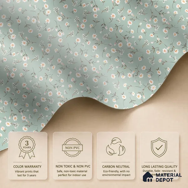 Sweet Bloom Textile Illustration Wallpaper Featuring Playful Cute Floral Motifs | WP 05274 Canvas | 250 GSM WP01CNF Paper | (MOQ = 30 Sq. Ft.)