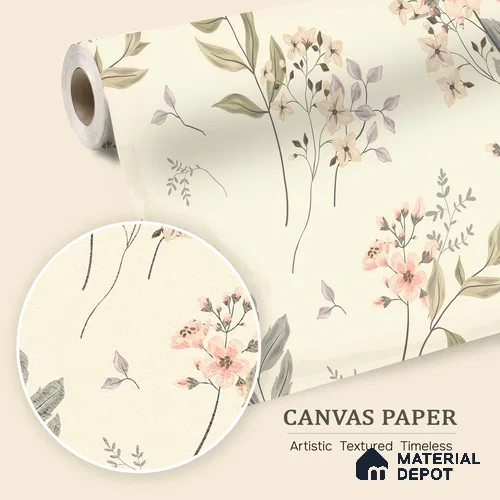 Romantic Vintage Floral Elegance Wallpaper Captured in an Abstract Seamless Design | WP 05277 Canvas | 250 GSM WP01CNF Paper | (MOQ = 30 Sq. Ft.)
