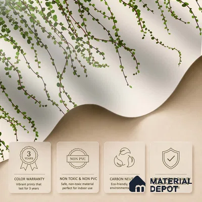 Green Foliage Wall Illustration Wallpaper of Climbing Leaves in Seamless Flow | WP 05279 B Non Woven | 150 GSM WP01MTF Paper | (MOQ = 30 Sq. Ft.)