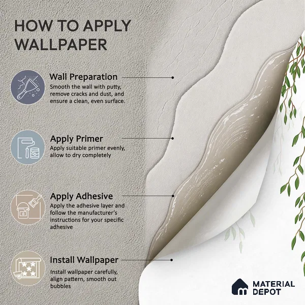 Graceful Willow Branches Wallpaper with Birds Flying Across a Pure White Background | WP 05280 B Non Woven | 150 GSM WP01MTF Paper | (MOQ = 30 Sq. Ft.)