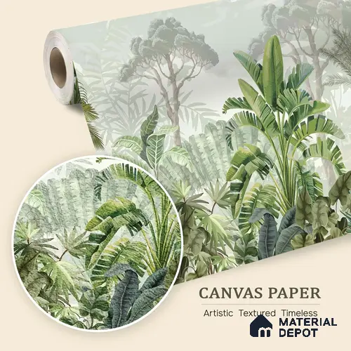 Tropical Bliss Wall Mural Wallpaper with Lush Plants and Exotic Details | WP 05281 Canvas | 250 GSM WP01CNF Paper | (MOQ = 30 Sq. Ft.)