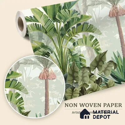 Tropical Bliss Wall Mural Wallpaper with Lush Plants and Exotic Details | WP 05281 B Non Woven | 150 GSM WP01MTF Paper | (MOQ = 30 Sq. Ft.)