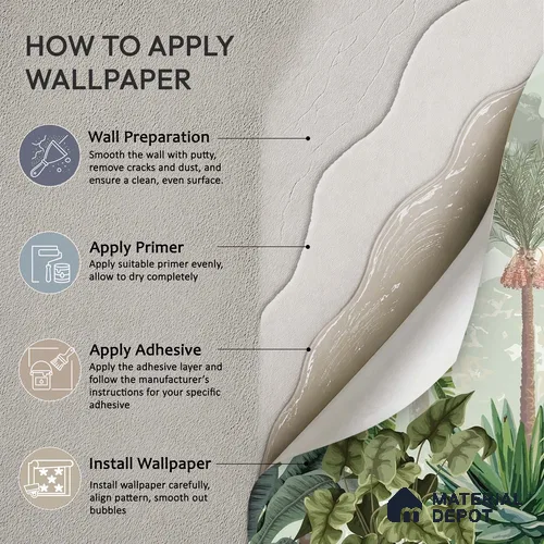 Tropical Bliss Wall Mural Wallpaper with Lush Plants and Exotic Details | WP 05281 B Non Woven | 150 GSM WP01MTF Paper | (MOQ = 30 Sq. Ft.)