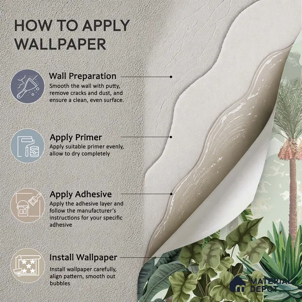 Tropical Bliss Wall Mural Wallpaper with Lush Plants and Exotic Details | WP 05281 B Non Woven | 150 GSM WP01MTF Paper | (MOQ = 30 Sq. Ft.)