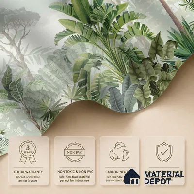 Tropical Bliss Wall Mural Wallpaper with Lush Plants and Exotic Details | WP 05281 B Non Woven | 150 GSM WP01MTF Paper | (MOQ = 30 Sq. Ft.)