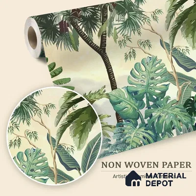 Jungle Garden Wall Mural Illustration Wallpaper Bringing Nature into Interior Spaces | WP 05282 B Non Woven | 150 GSM WP01MTF Paper | (MOQ = 30 Sq. Ft.)