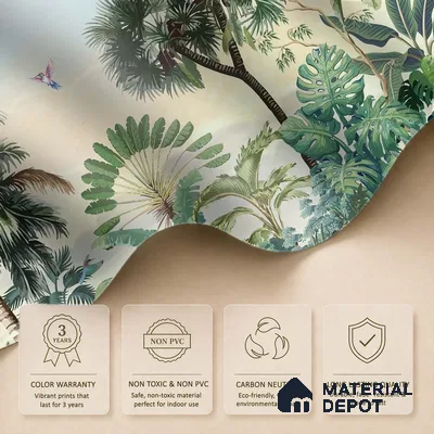 Jungle Garden Wall Mural Illustration Wallpaper Bringing Nature into Interior Spaces | WP 05282 Canvas | 250 GSM WP01CNF Paper | (MOQ = 30 Sq. Ft.)