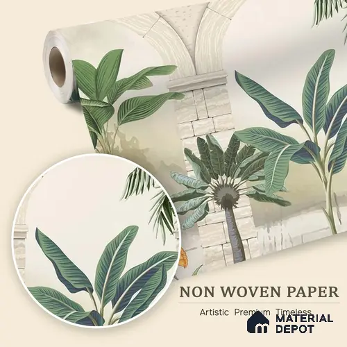 Traditional Mughal Wall Mural Wallpaper of Tropical Plants Birds and Peacock | WP 05283 B Non Woven | 150 GSM WP01MTF Paper | (MOQ = 30 Sq. Ft.)