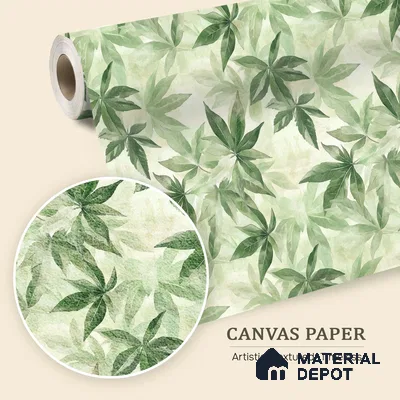 Cute Green Leaves Watercolor Seamless Background Wallpaper with Soft Botanical Charm | WP 05285 Canvas | 250 GSM WP01CNF Paper | (MOQ = 30 Sq. Ft.)