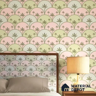Kanan Roll 10 Meter x 19.68 Inches Canvas Wallpaper for Walls In Light Pink & Green - 54 Sq. Ft. | Minimum 15% wastage during installation