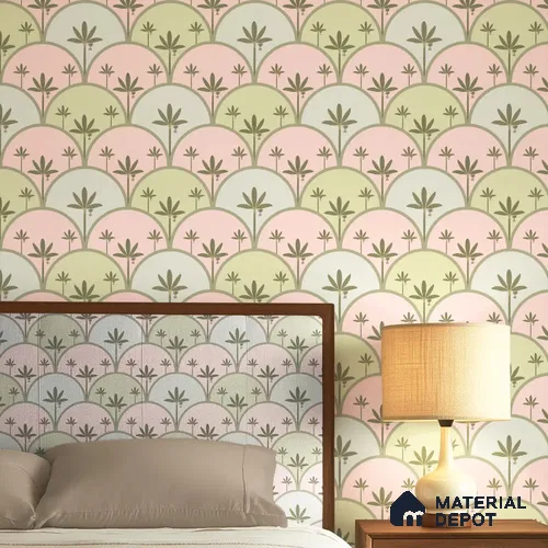 Kanan Roll 6 Meter x 20 Inch Soft Feel Wallpaper for Walls In Light Pink & Green
