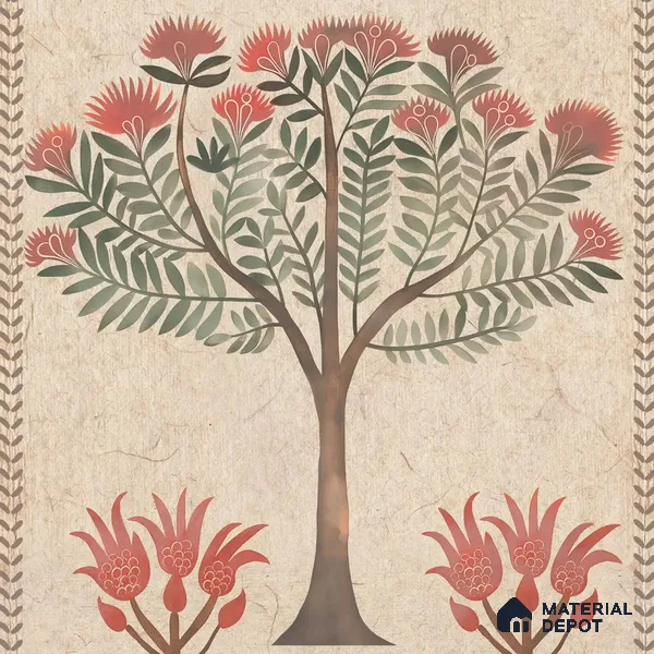 Beige Botanical Bliss Sandstone wallpaper Customised for Walls