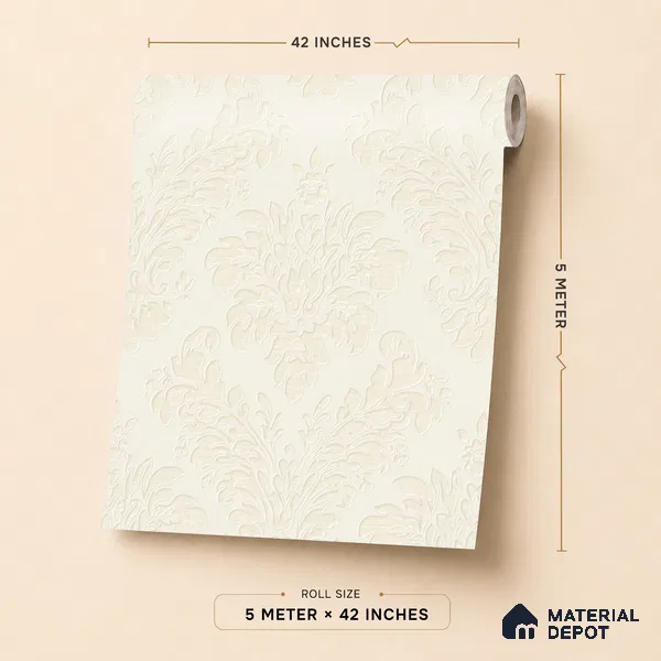 6840-1 | 5 Meter x 42 Inches Damask Look Wallpaper - 57.41 Sq. Ft.
