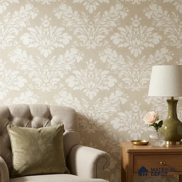 6840-2 | 5 Meter x 42 Inches Damask Look Wallpaper - 57.41 Sq. Ft.