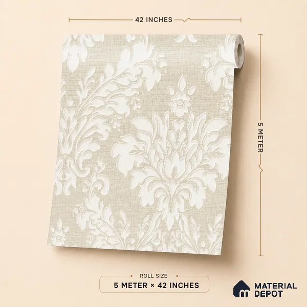 6840-2 | 5 Meter x 42 Inches Damask Look Wallpaper - 57.41 Sq. Ft.